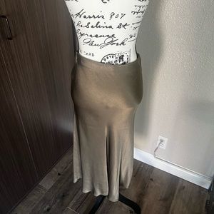 Khaki green satin skirt